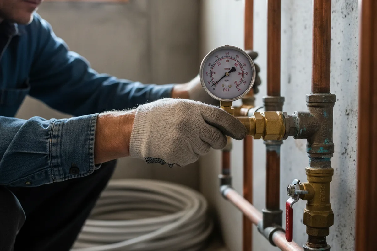 Pressure testing a repaired line during Water Line Repair in Port Norris